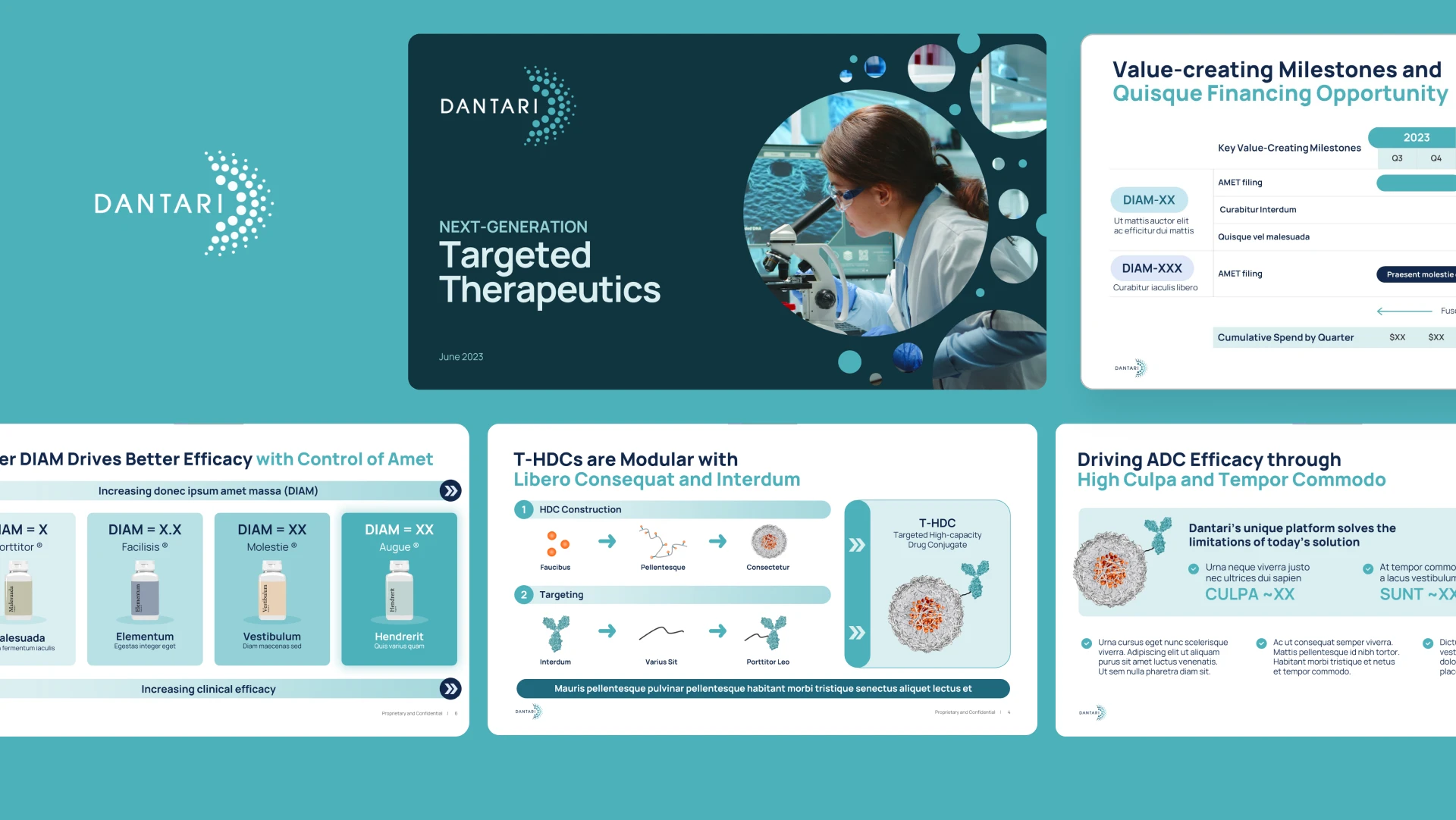 This image showcases a slide from a healthcare pitch deck, likely a series a pitch deck for a biotechnology company. It exemplifies what a strong healthcare startup pitch deck might look like, highlighting key value propositions.