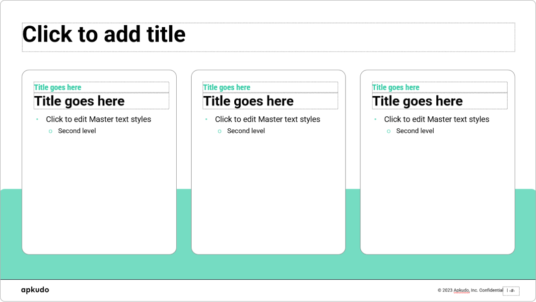 A modular three-column slide layout from a powerpoint master template, ideal for breaking down information into distinct key areas. This versatile master template provides an organized structure, making it an excellent powerpoint template for clear and concise presentations.