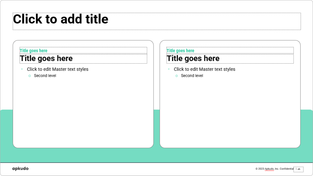 A two-column content slide from a powerpoint master template, designed for comparative information or outlining key points in a light theme. This professional master template allows for organized bullet points, making it an excellent powerpoint template for clear and concise presentations.