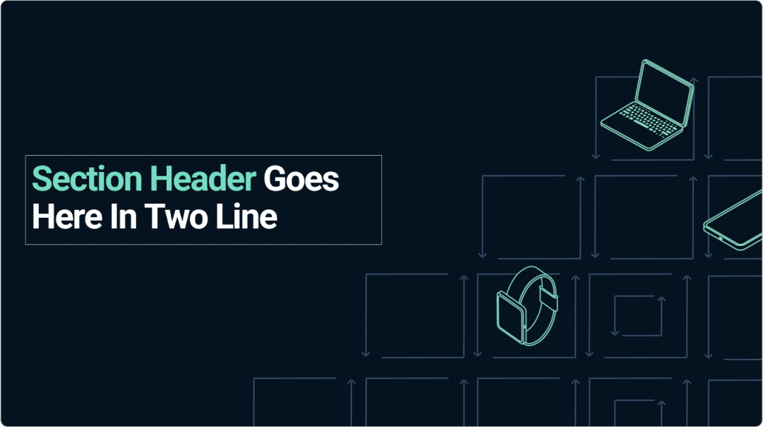 Dark mode section divider with neon typography for high-contrast visibility in a tech pitch deck