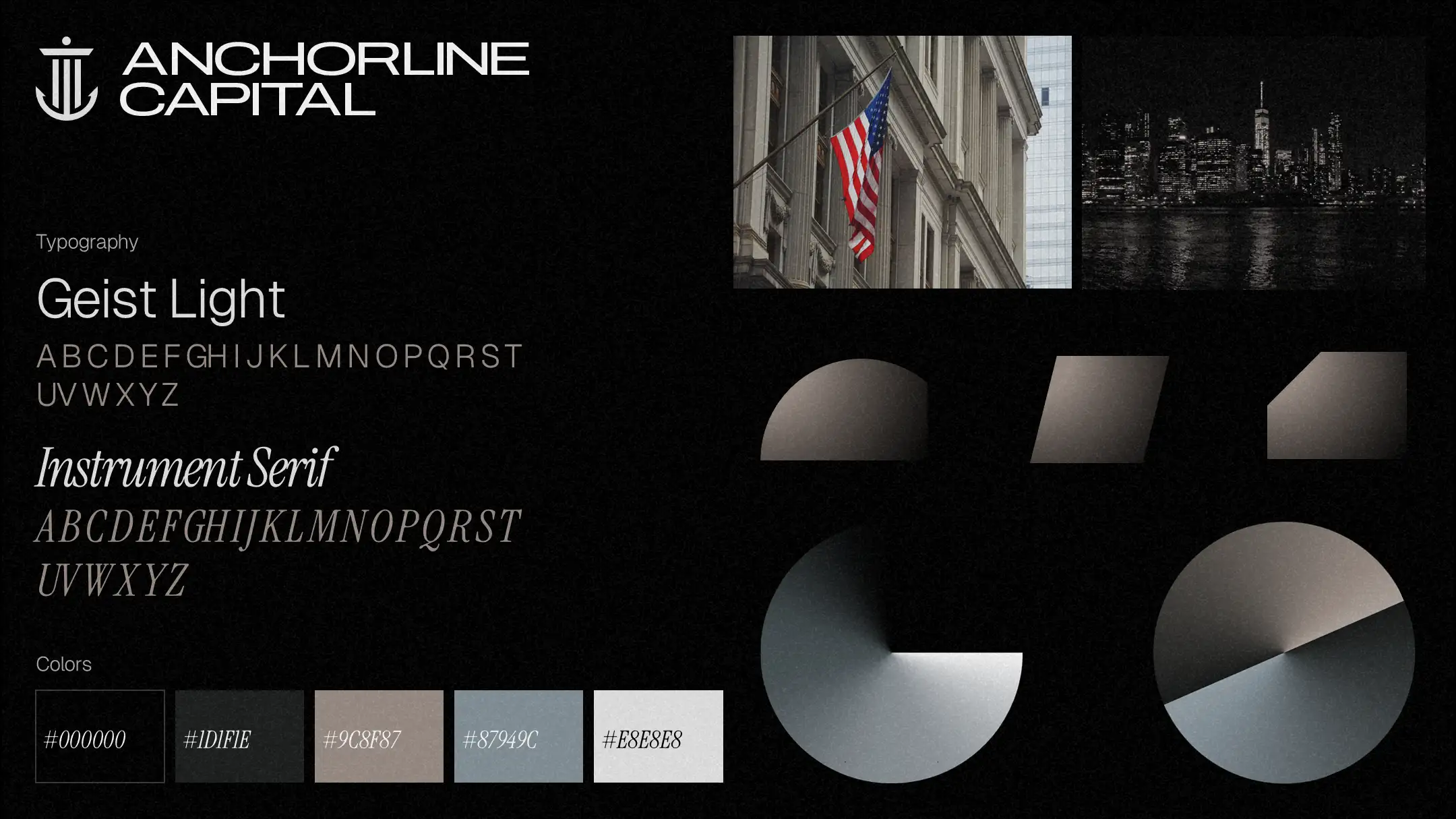 Design system moodboard featuring "Fraunces" and "DM Sans" typography, a teal gradient palette, and custom icons to modernize the private equity presentation design and fund overview deck.