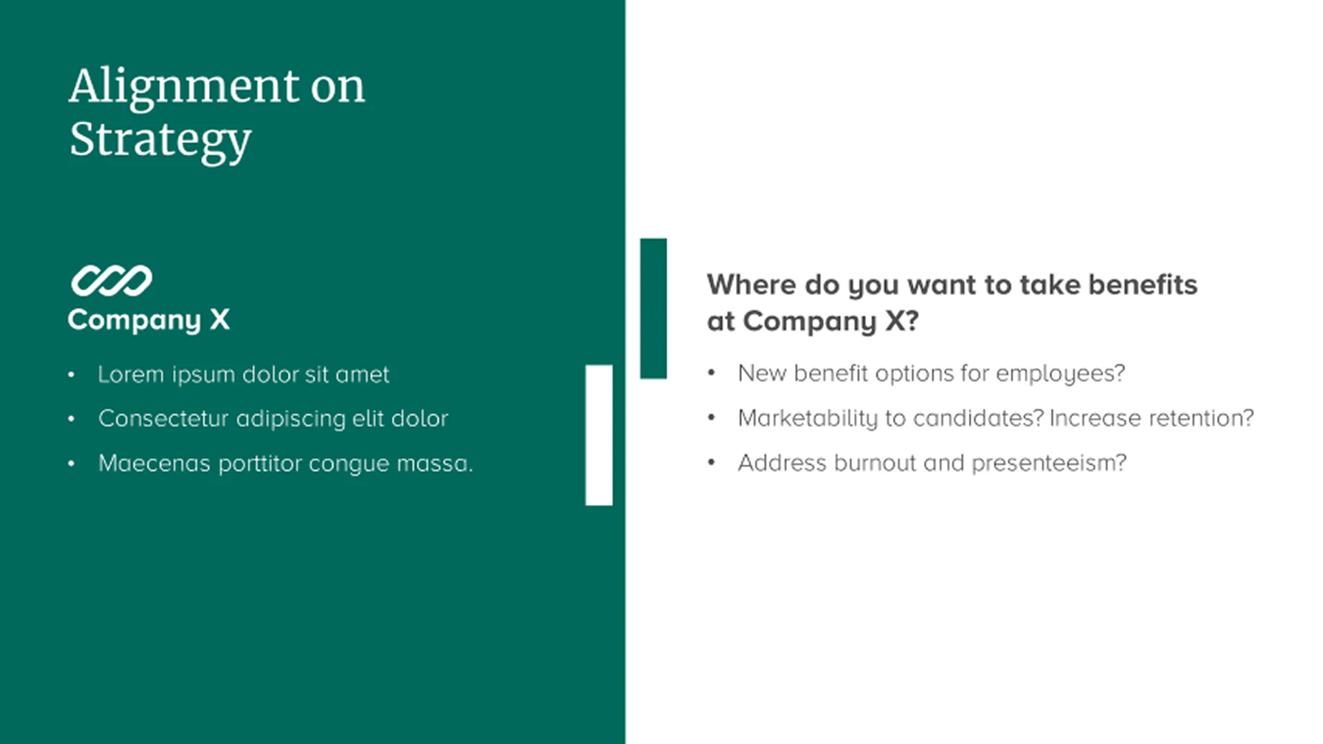 "Alignment on Strategy" slide tailored for B2B conversations, a key element of a successful SaaS pitch deck.