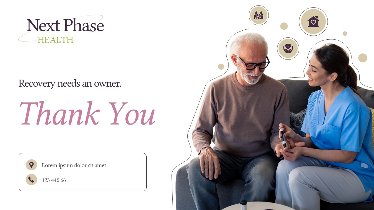 "Thank You" closing slide for a digital health startup, completing the cohesive healthcare overview deck design.