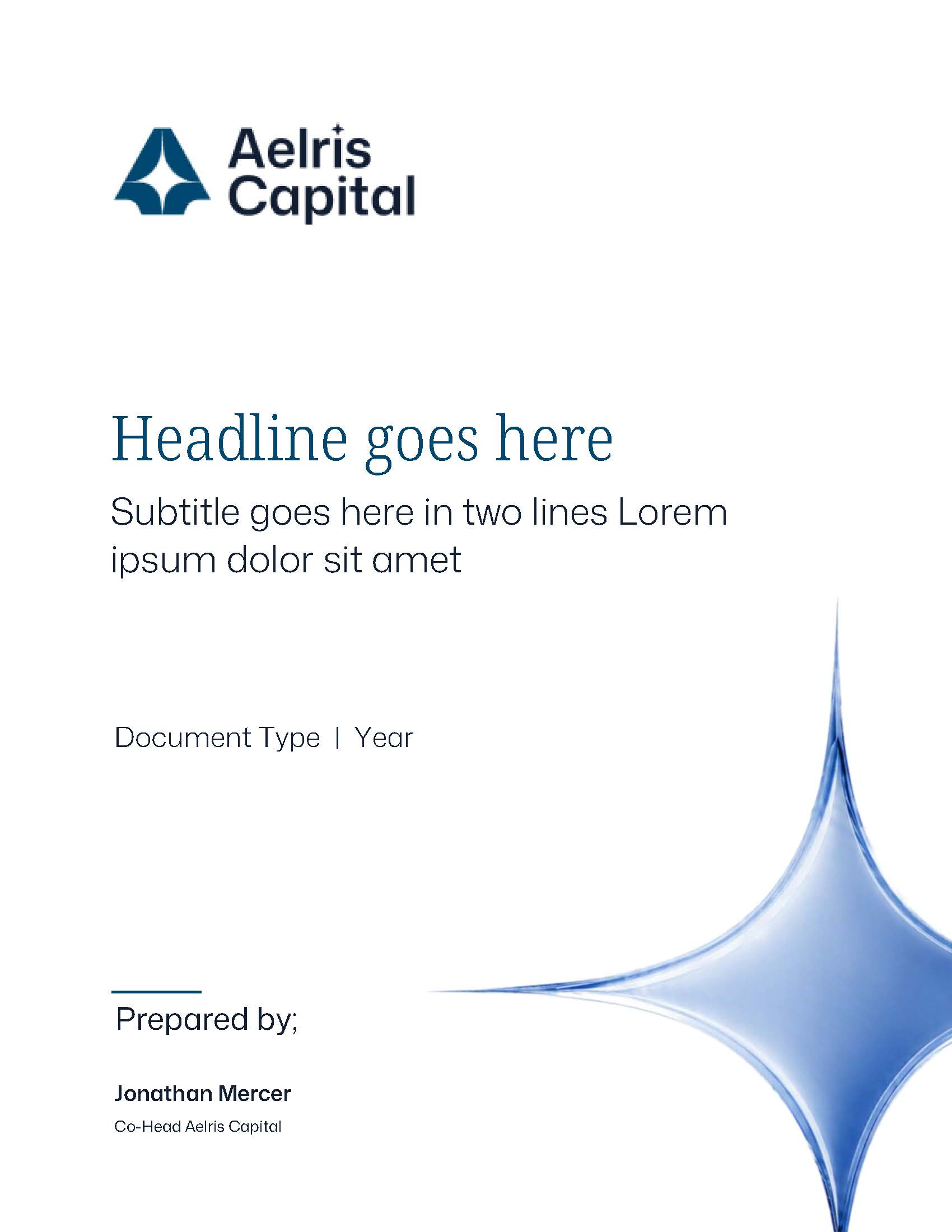 One master PowerPoint template system adapting cover, section breaker, and internal layouts across Aelris Capital, Growth, Health, and Tech fund identities