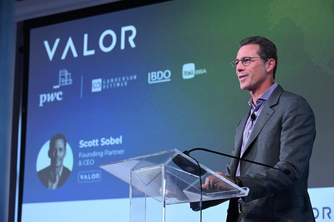 Founding partner presenting a Valor fund update at an AGM