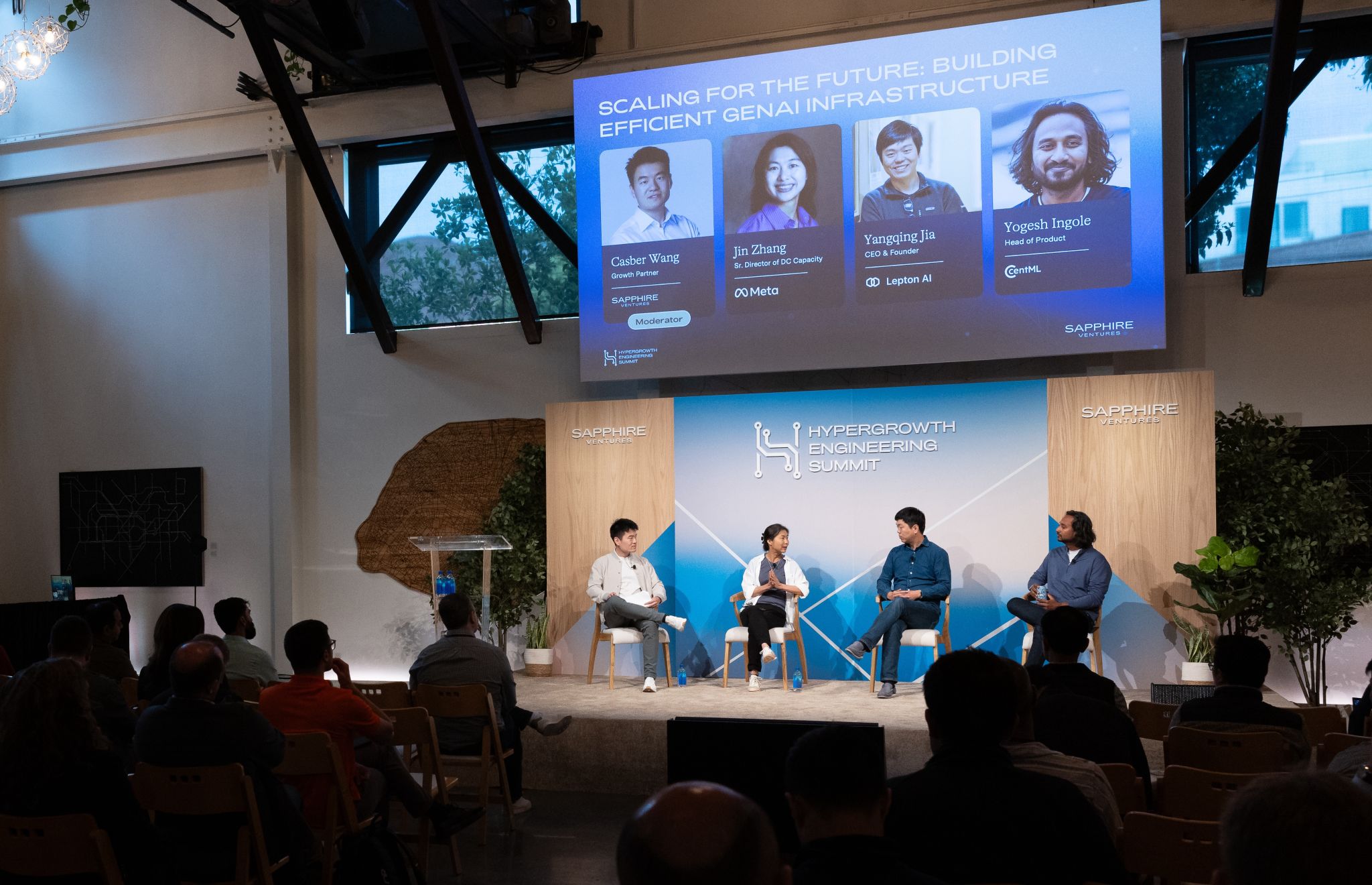 Panel discussion on stage at the Hypergrowth Engineering Summit