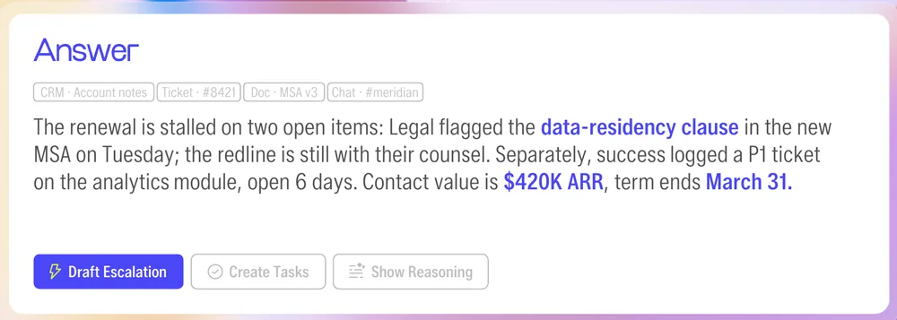 Answer card UI element