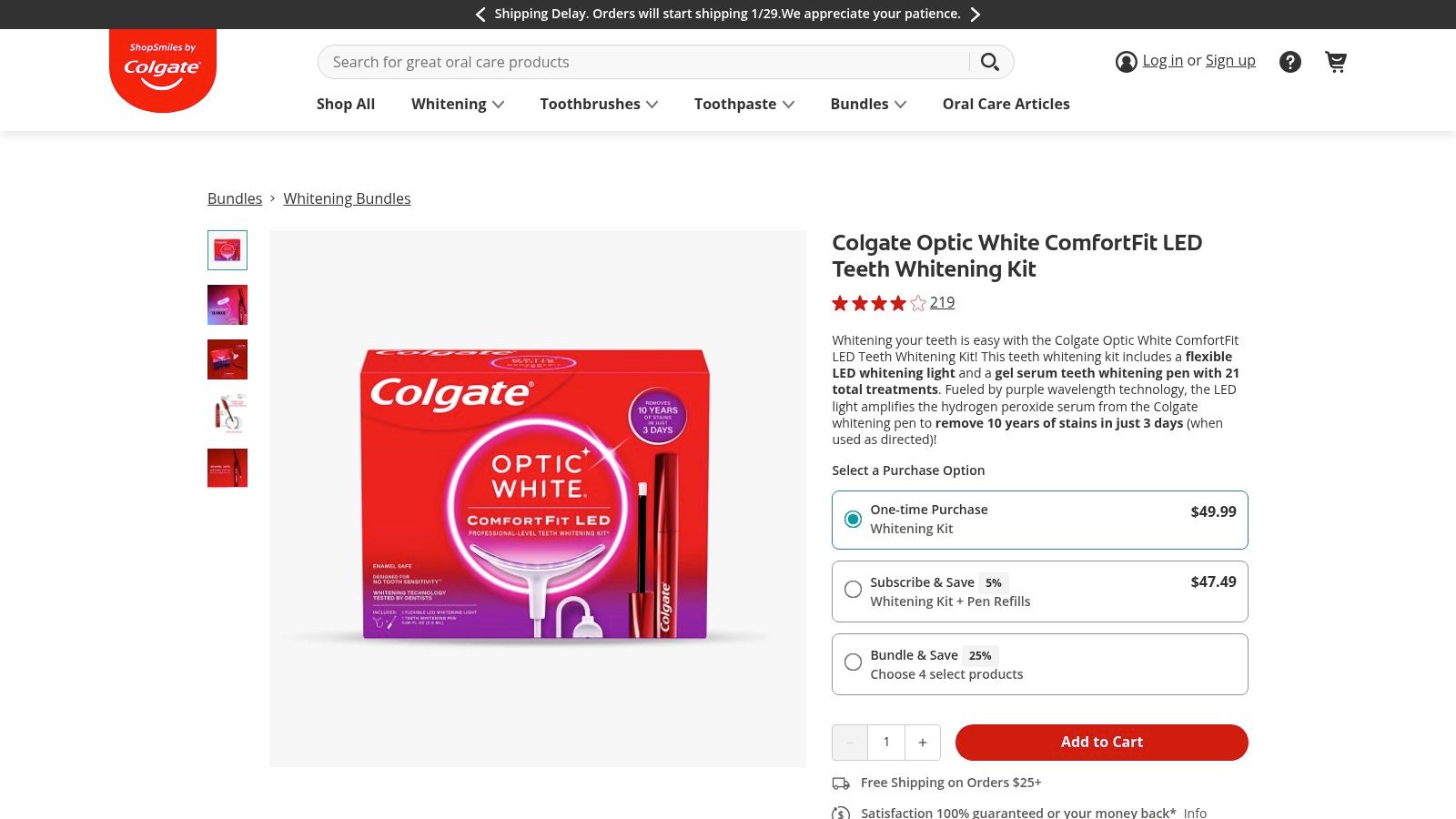 Colgate Optic White ComfortFit LED Whitening Kit