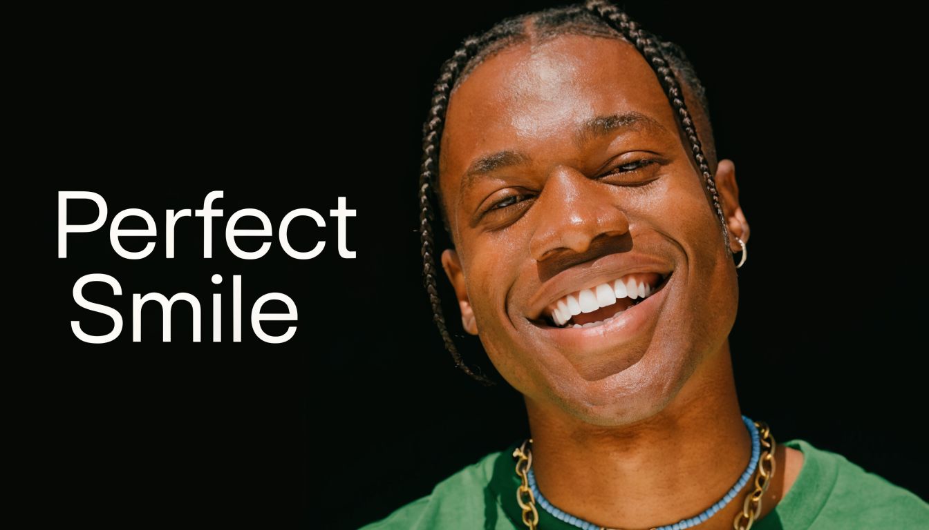 A smiling young man with well-groomed braids and a bright, healthy, and perfectly aligned smile.