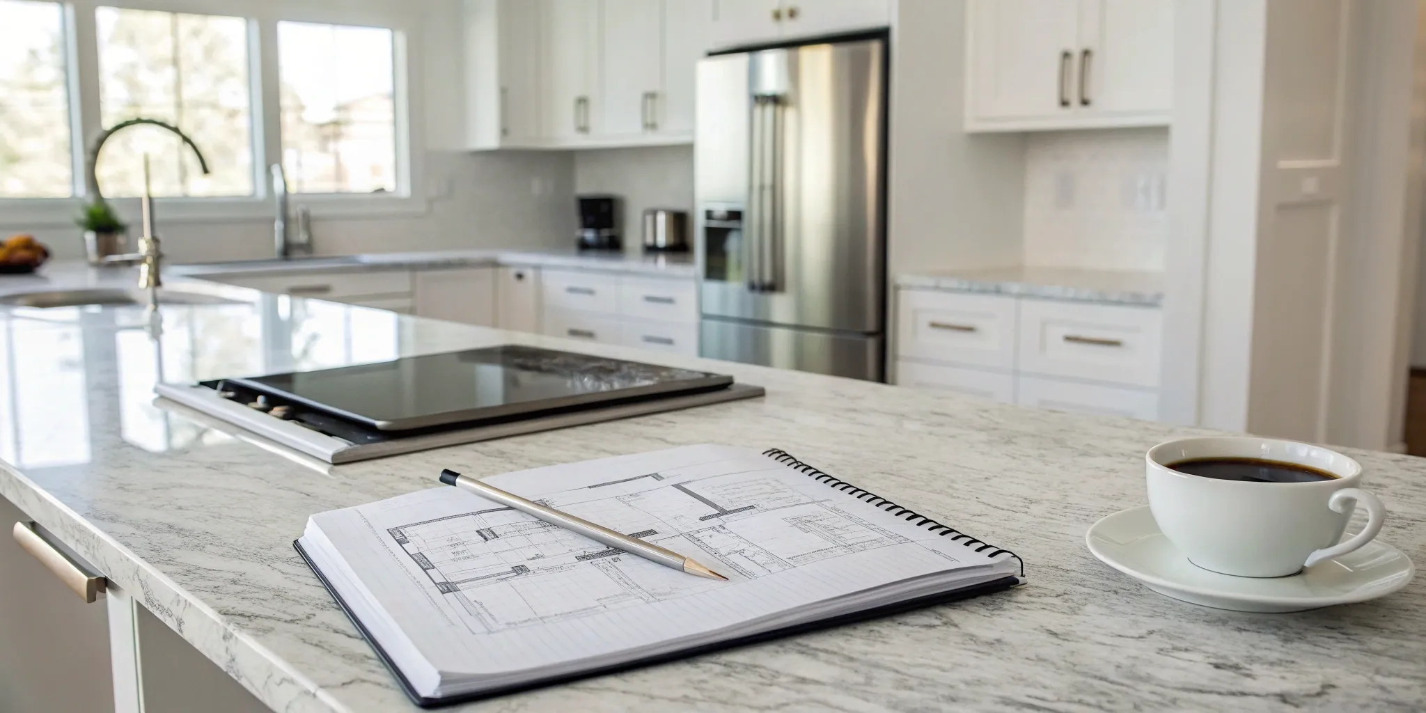 Kitchen remodel cost breakdown: cabinets, countertops, flooring.