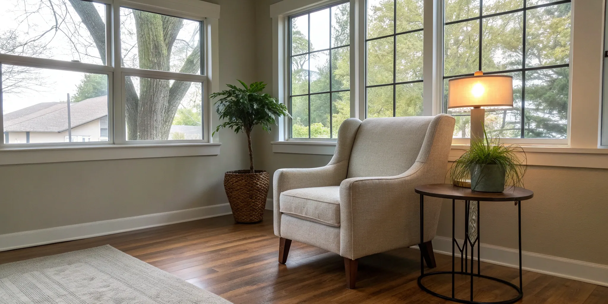 A cozy living space showing the result of the cost to convert a garage.