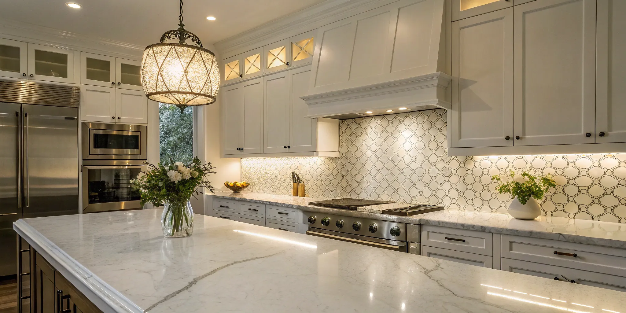 Calculating the labor cost for a kitchen remodel with custom cabinets and a new tile backsplash.