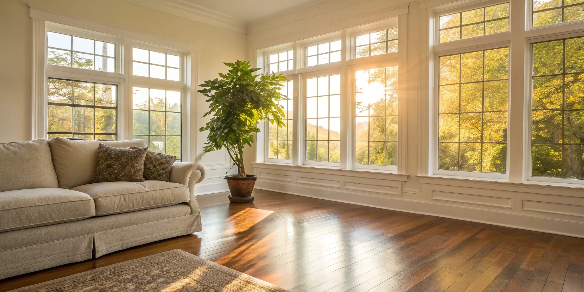 A living room professionally restored by fire damage restoration contractors.