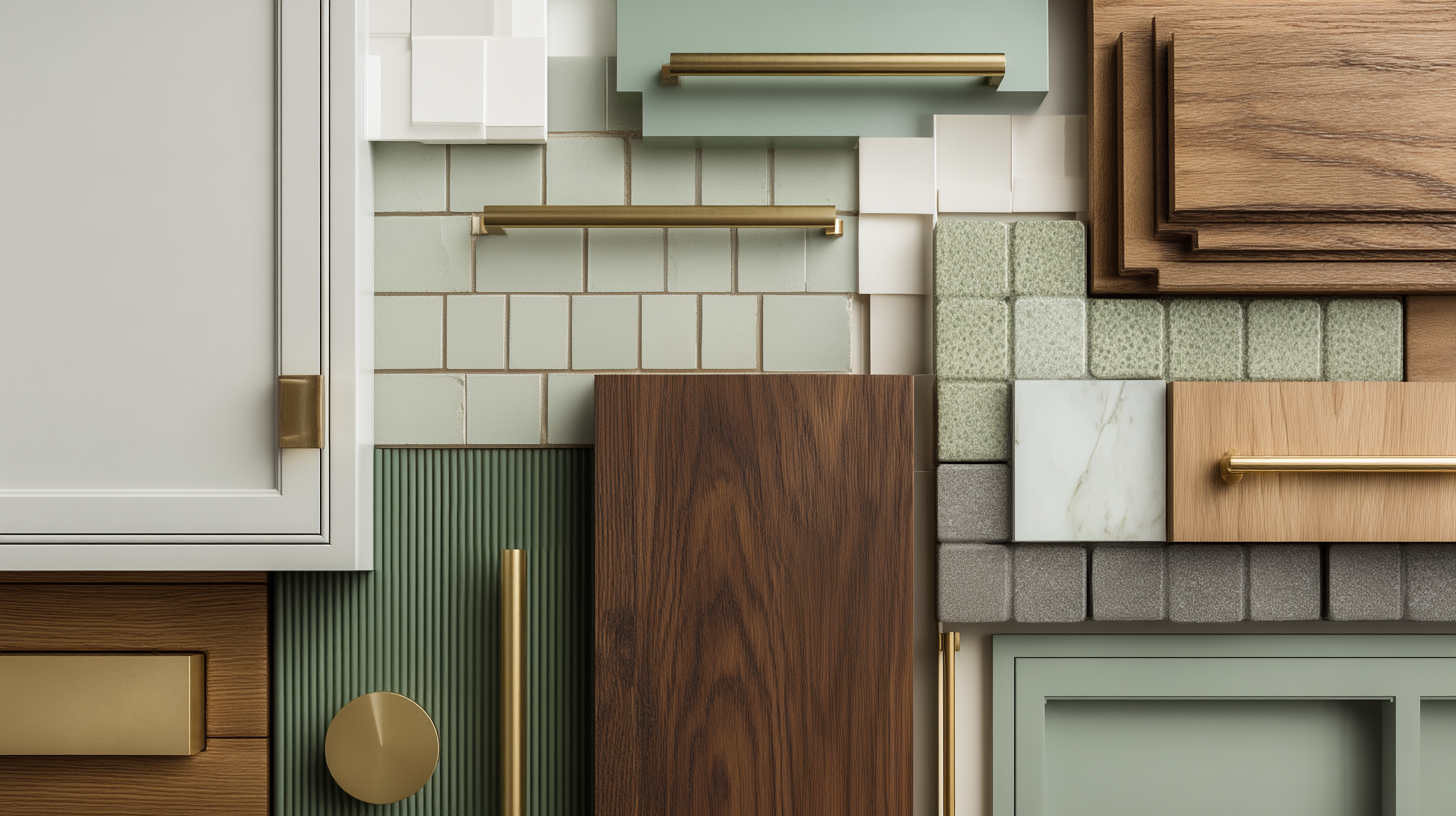 Various materials like wood and tile arranged neatly