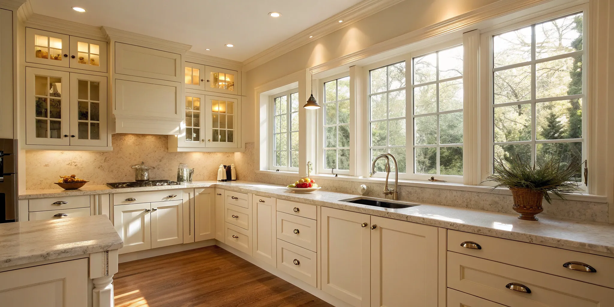 Cost of a small kitchen remodel with cream cabinets and marble countertops, without new appliances.