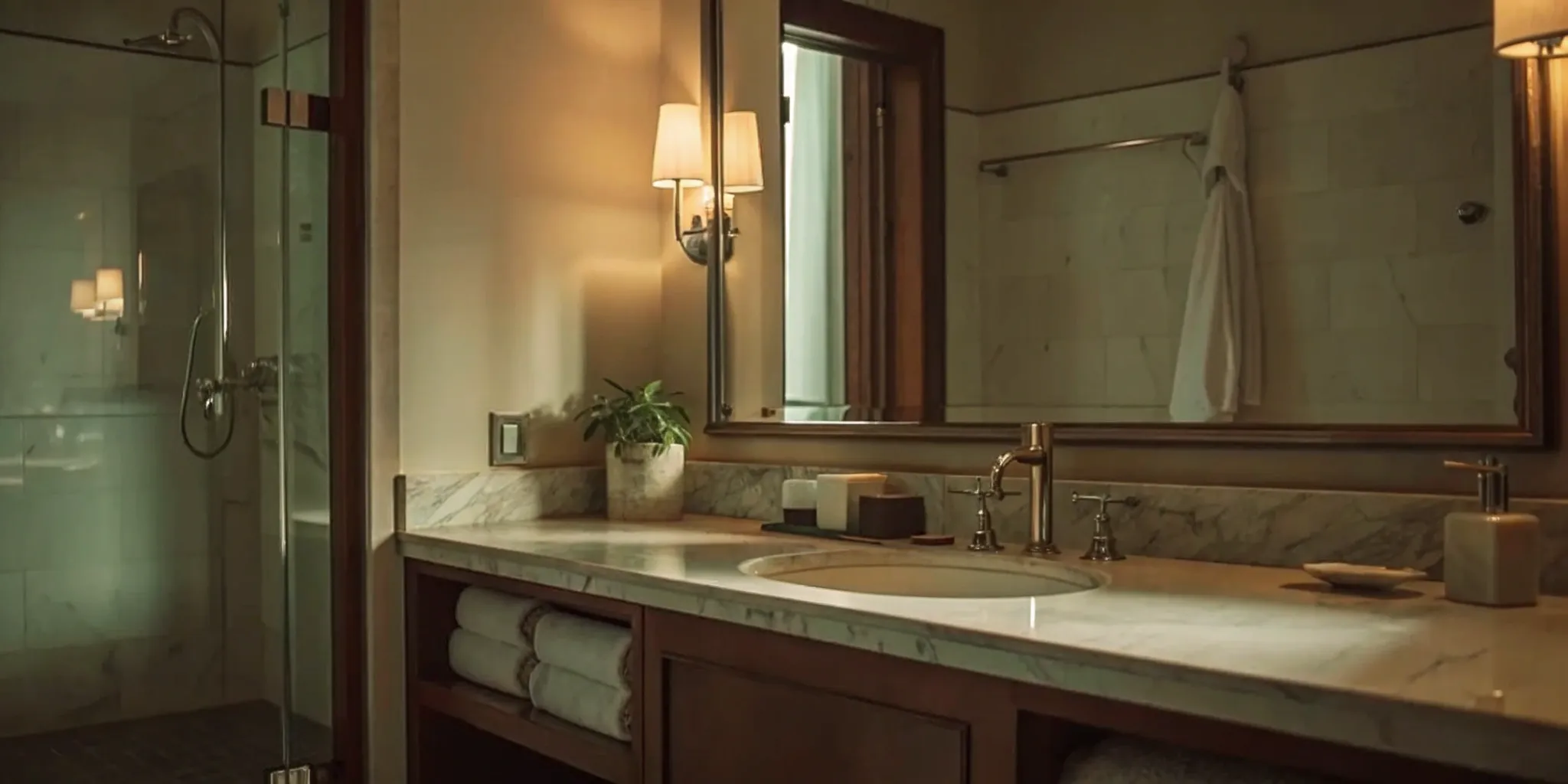 The labor cost to remodel a bathroom with a marble vanity and walk-in glass shower.