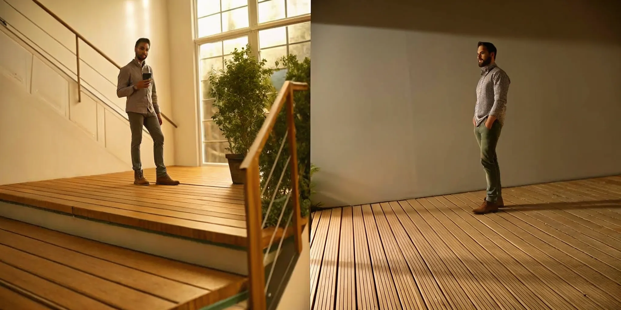 Calculating deck building permit cost with architectural plans, a pencil, and a tape measure.