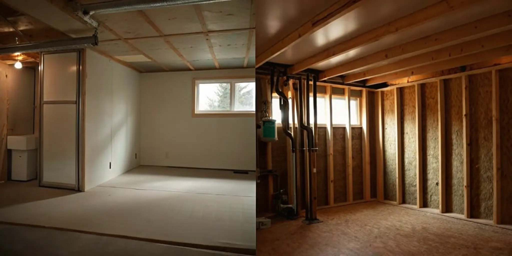 Unfinished Seattle basement with framing and drywall, a key factor in the total finishing cost.