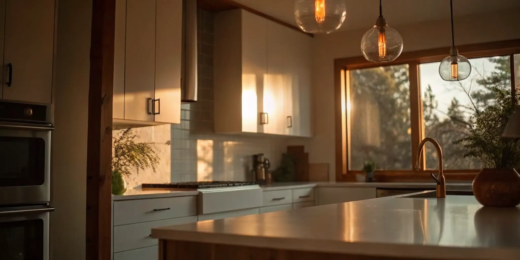 Modern kitchen with white cabinets and quartz countertops, impacting the average cost of a kitchen remodel.
