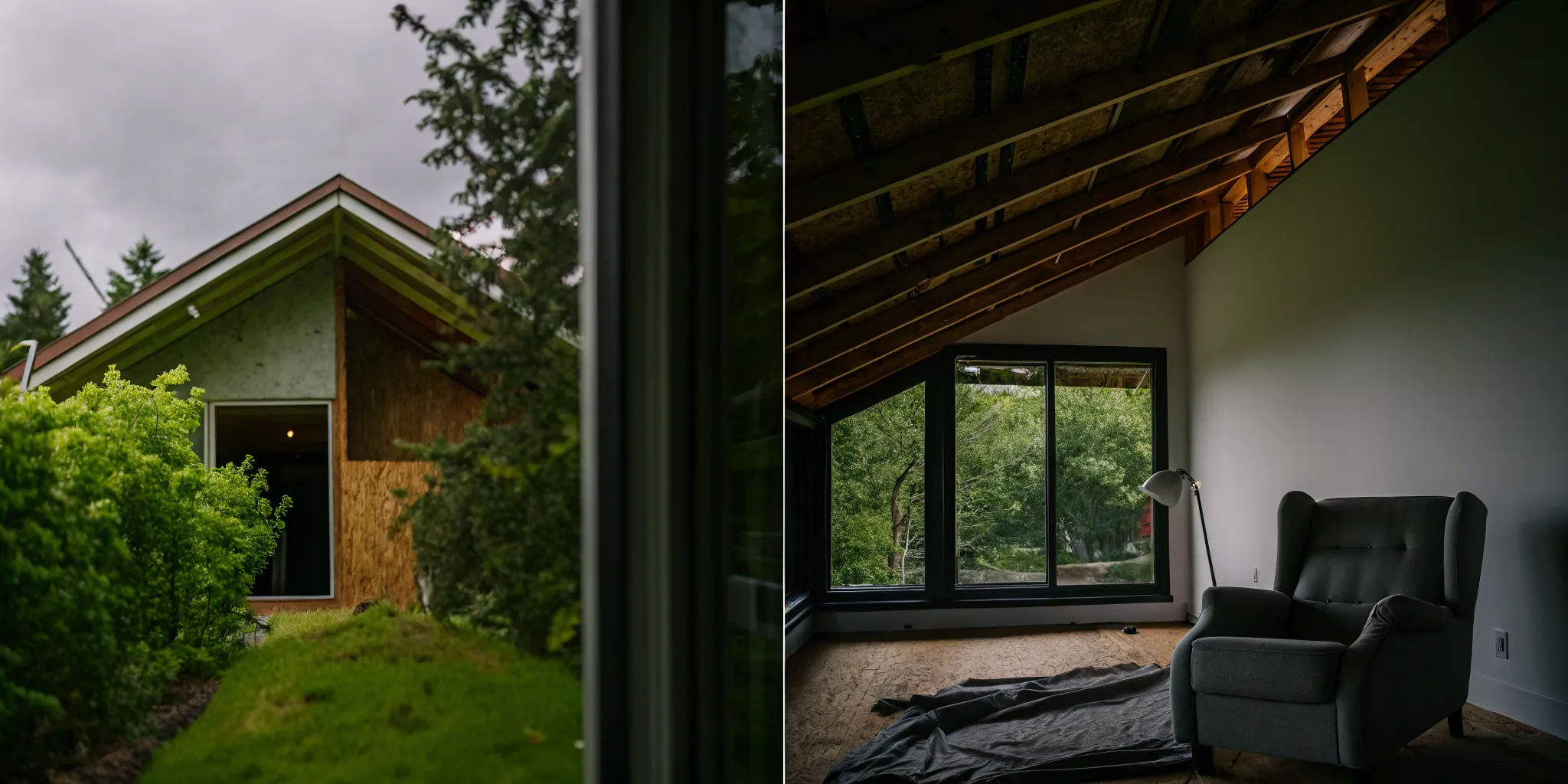 An unfinished attic space, the starting point for calculating the cost to finish an attic.