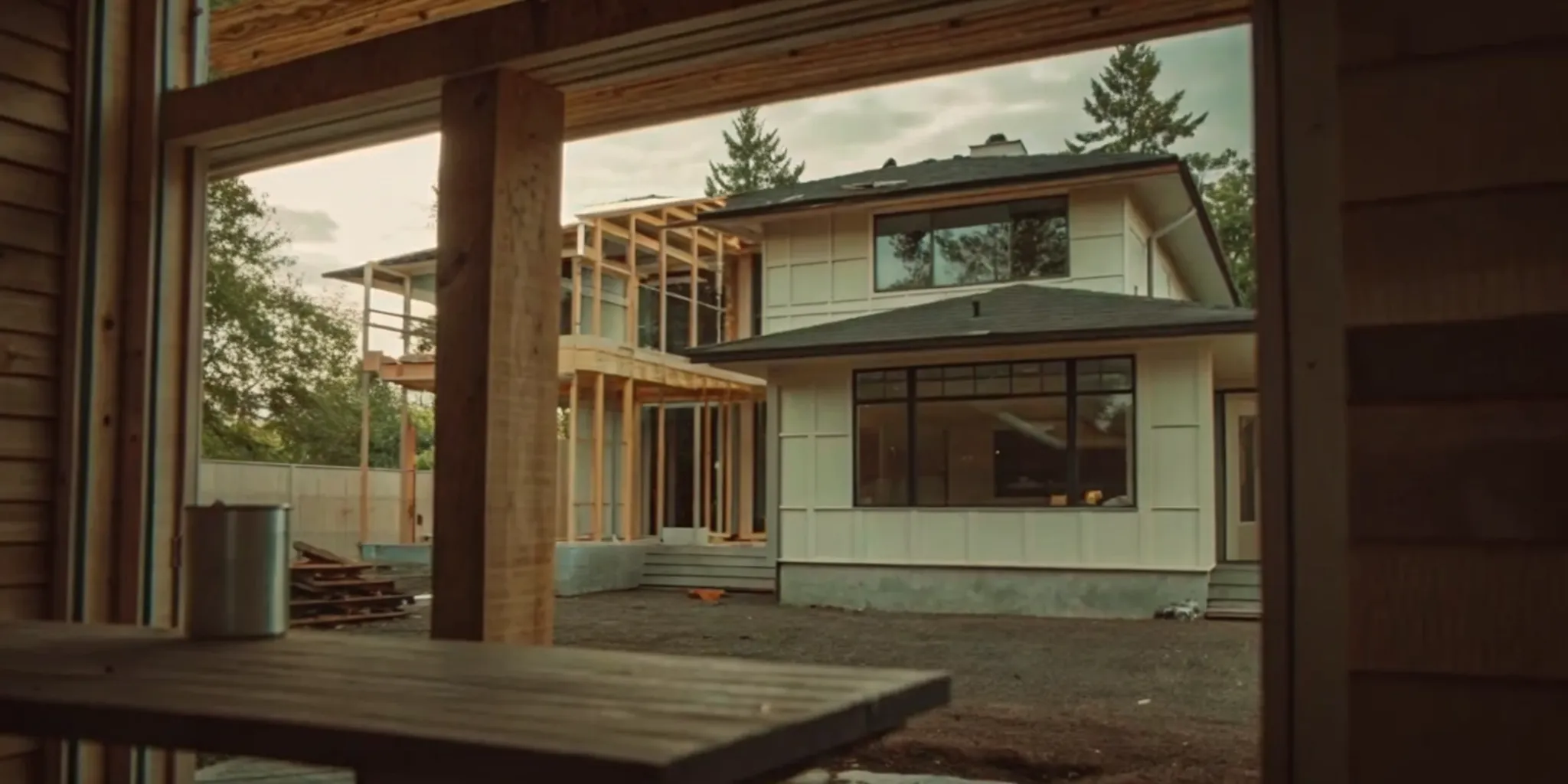 Framing a second story addition, a major part of the project's overall cost.