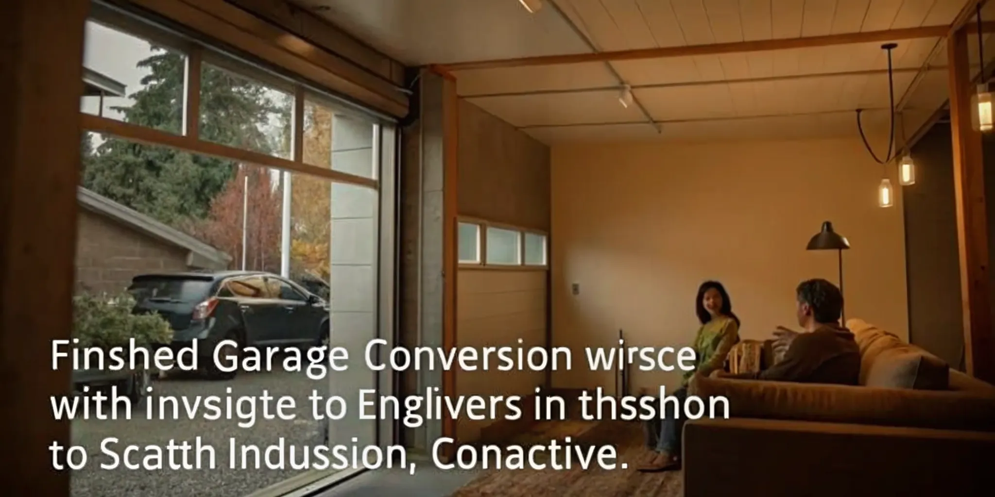 Finished interior of a Seattle garage conversion with high ceilings, egress window, and modern finishes