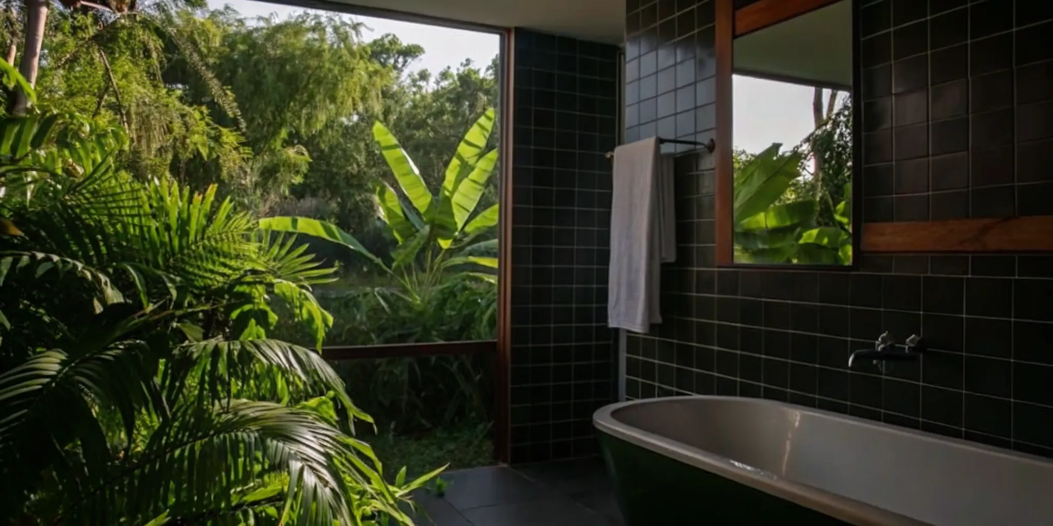 Modern Los Angeles bathroom remodel with floor-to-ceiling tile, floating vanity, and large walk-in shower