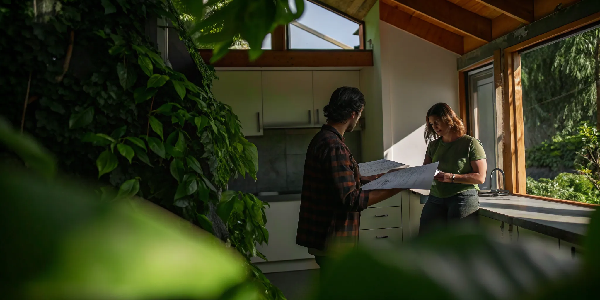 Homeowner and renovation professional reviewing plans for home renovation permits California