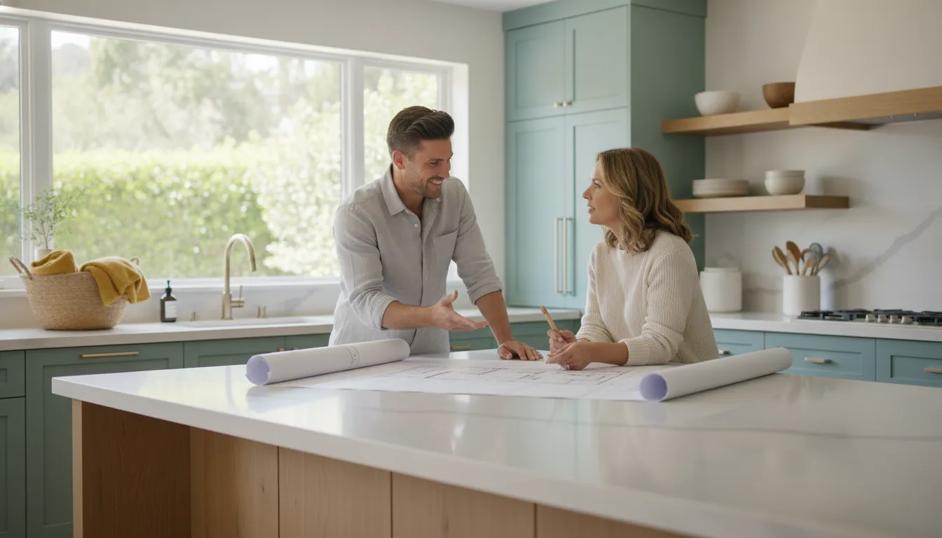 Homeowner reviewing a renovation plan with an advisor