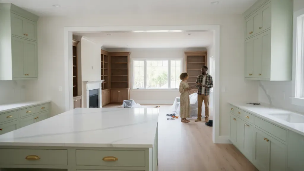 Whole-home renovation connecting an updated kitchen and family room