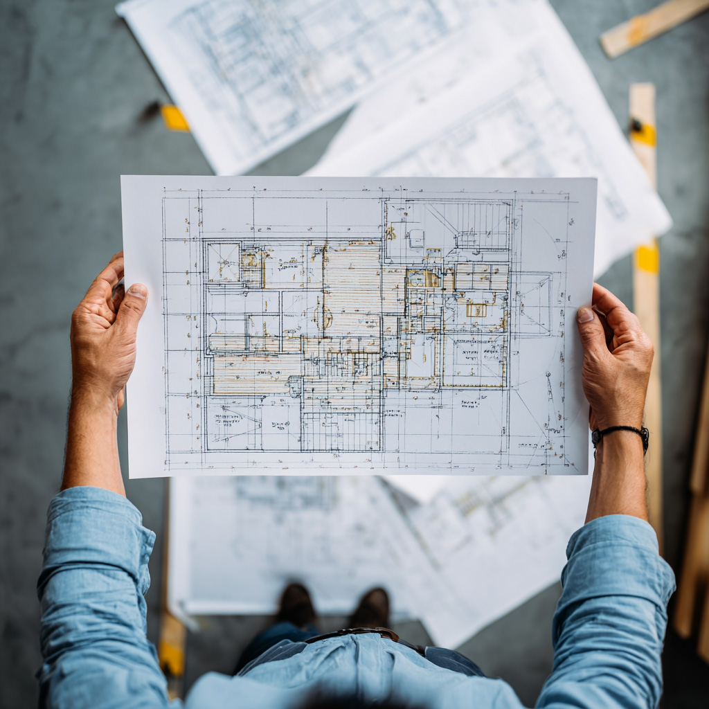 A man reading plans made by SunSmart Engineering