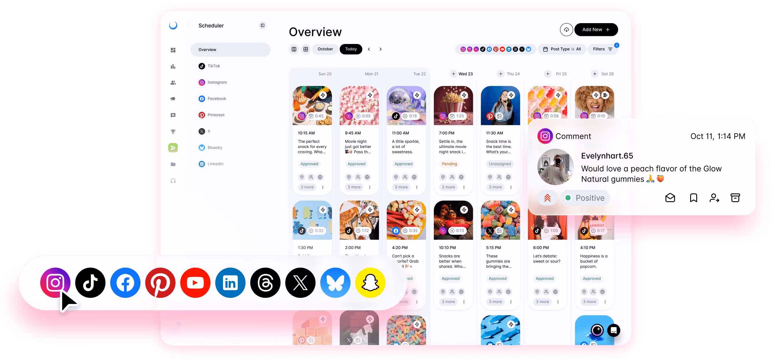 Dash Social scheduler dashboard overview