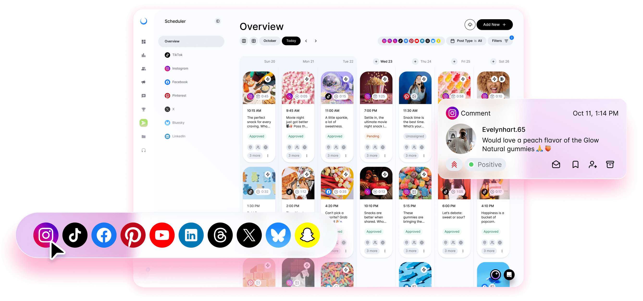 Team managing content calendar in social media scheduler dashboard