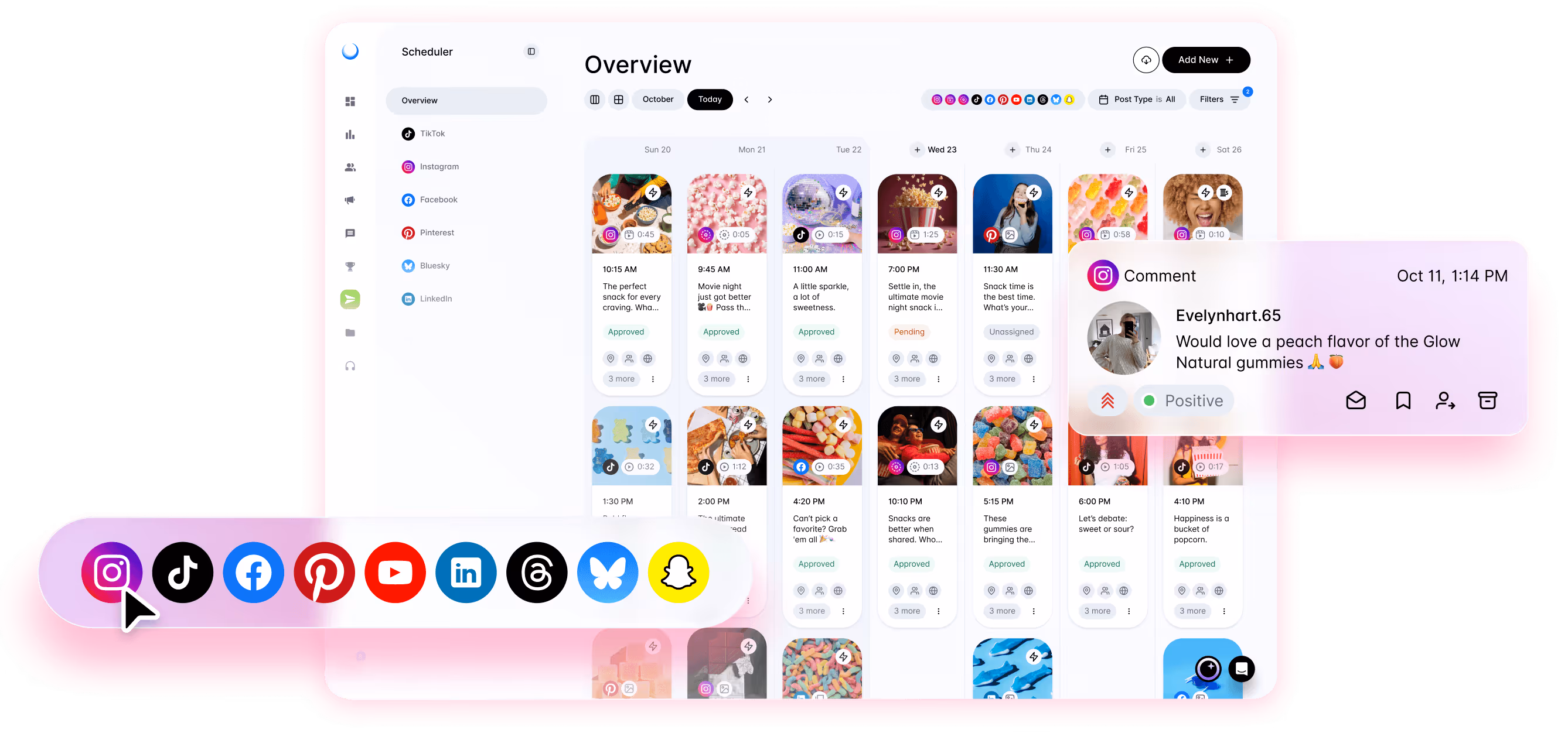 Team managing content calendar in social media scheduler dashboard