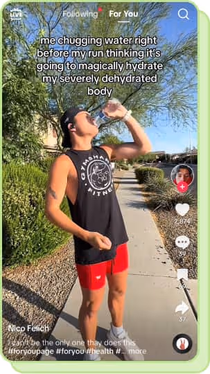 man chugging water with tiktok text overlay 