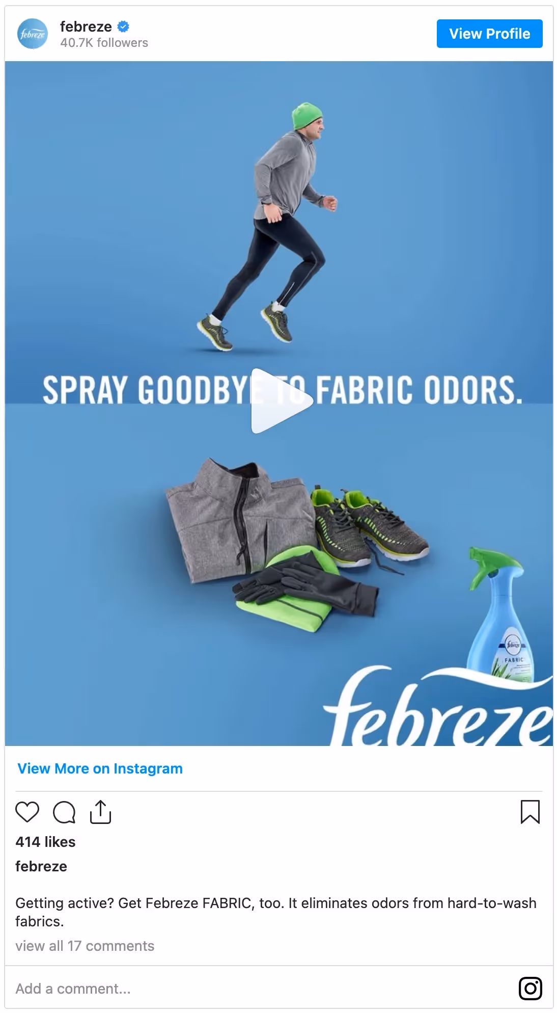 cpg brands social media febreze Instagram video