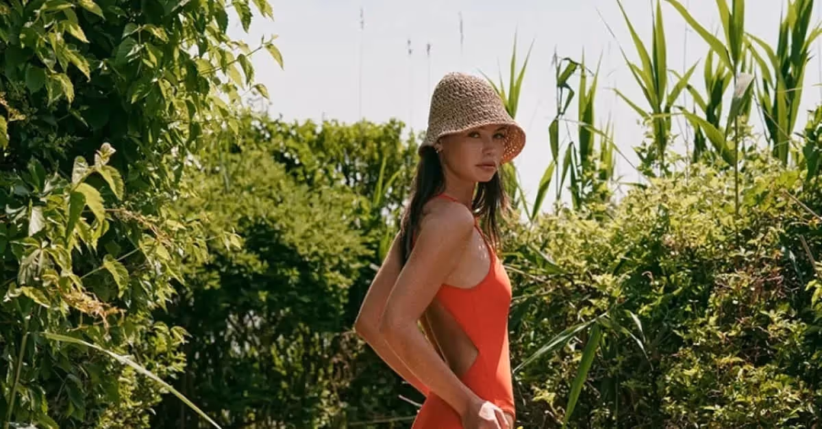 woman wearing red swimsuit
