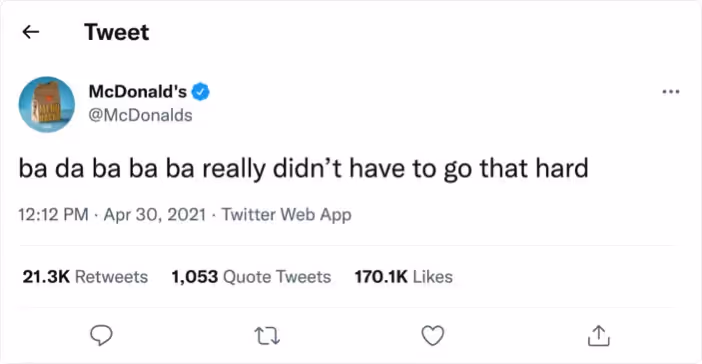 McDonald's on Twitter: "ba da ba ba ba really didn't have to go that hard"