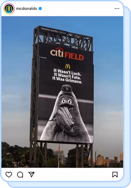 grimace on huge mets citi field sign