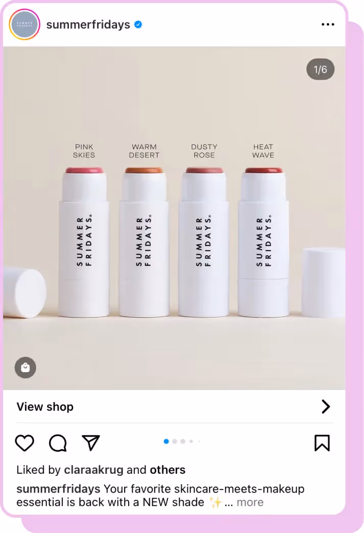 summer fridays balm blushes instagram screenshot 
