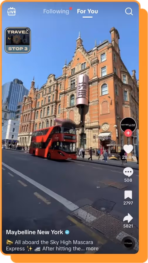 uk bus combing through maybelline mascara campaign tiktok screenshot