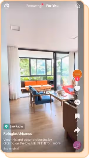 shot of living room with orange couch