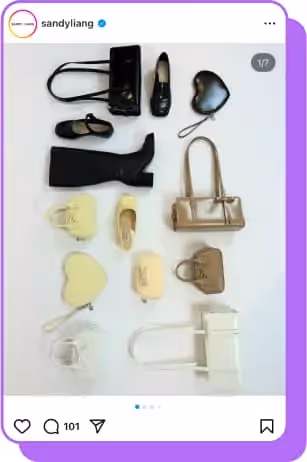 flat lay of sandy liang products