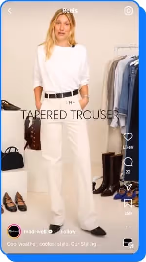 blonde woman wearing cream denim trousers