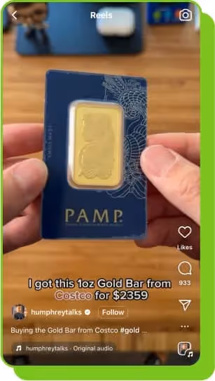 man holding gold bar from costco
