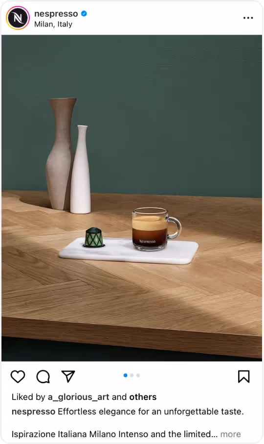 Nespresso Instagram image of coffee cup on table