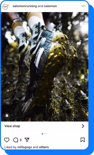 salomon shoe close up on trail