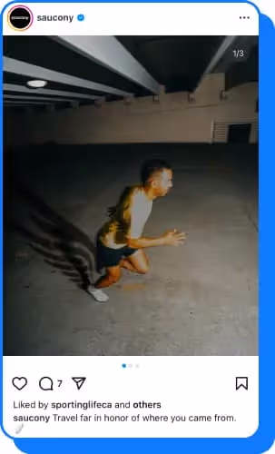 man running in parking garage wearing saucony sneakers