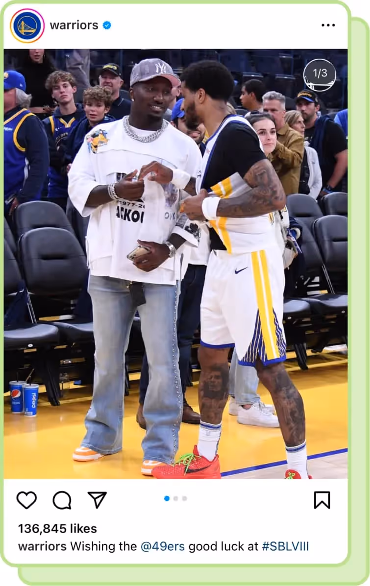 warrior player talking to nfl player