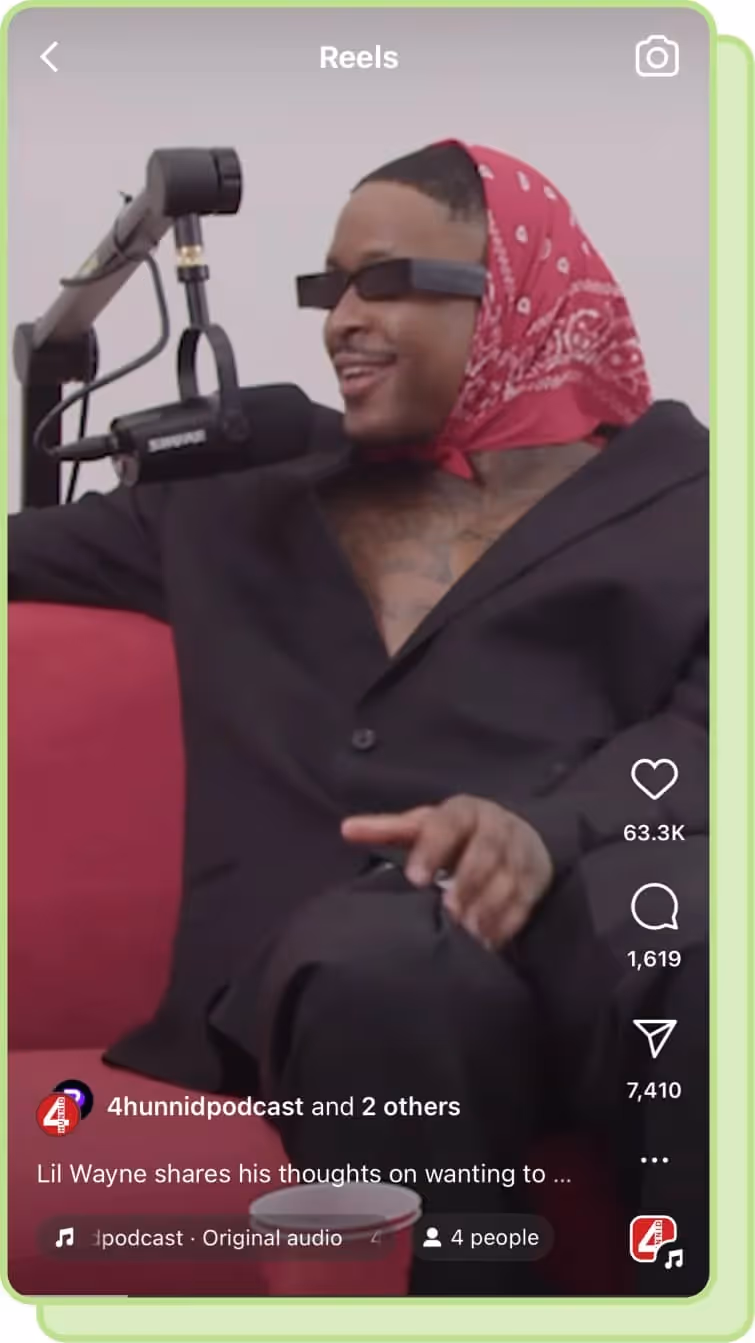 podcast host wears sunglasses and bandana while speaking into mic